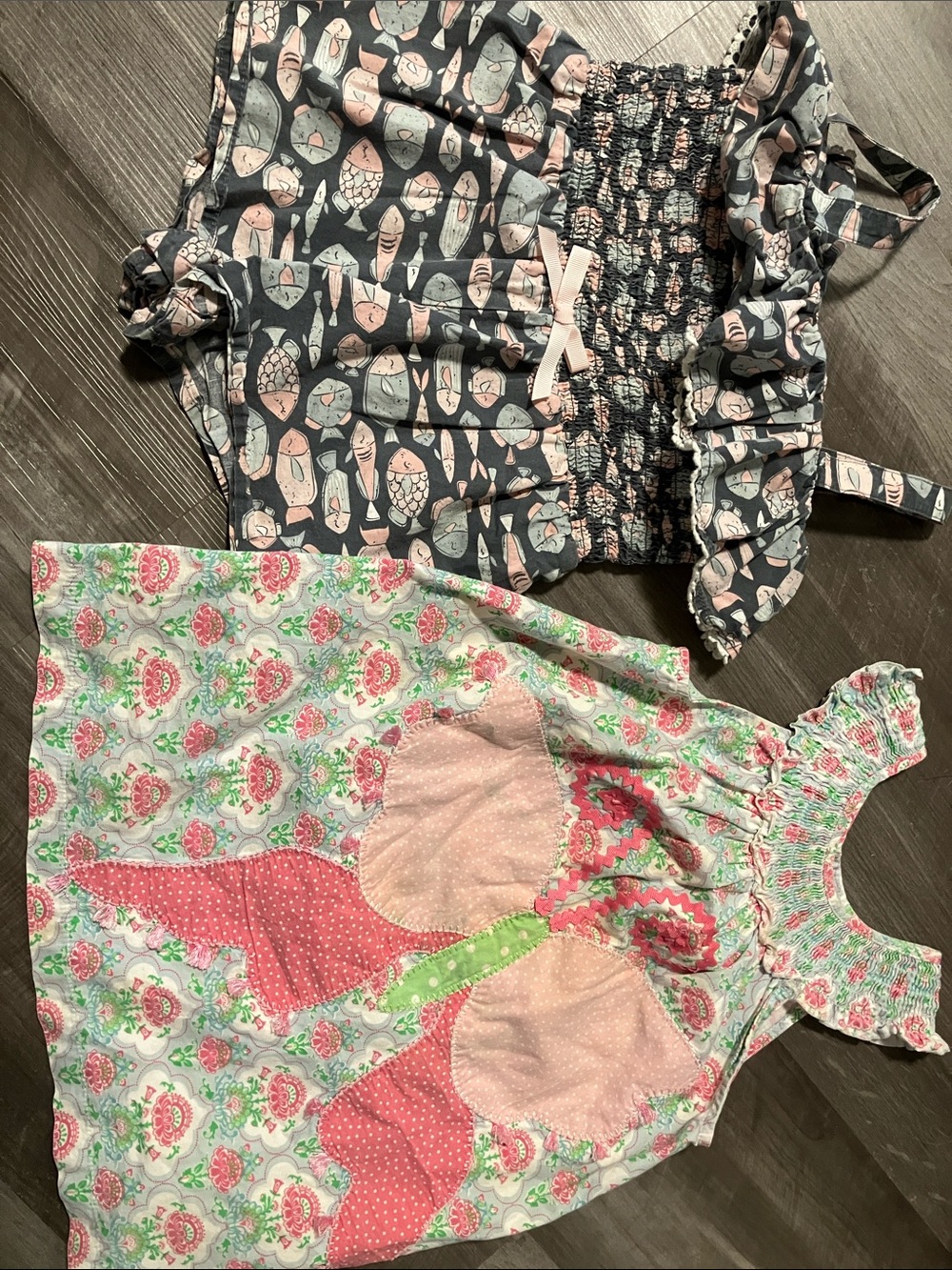 Maggie & Zoe Navy Fish-Print Top + mudpie Pink Floral Butterfly Dress 5T
